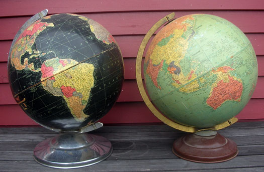 two 12 inch replogle precision globes