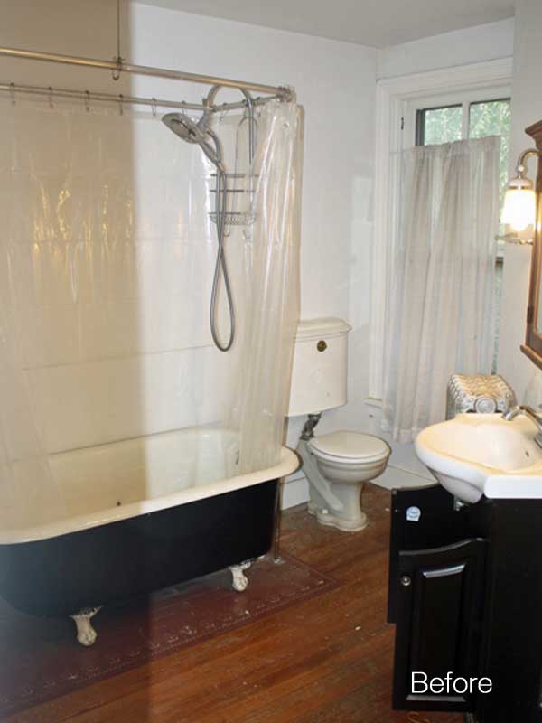 old house bathroom with clawfoot tub toilet and sink