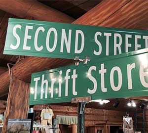 second street thrift store street sign